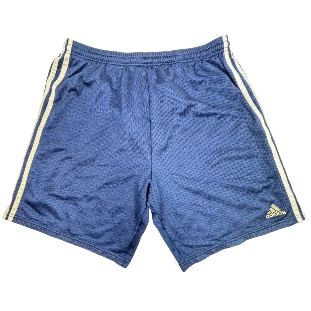 Adidas Mens Vintage Navy Blue Mesh Basketball Shorts Size Large 3 Stripe Retro
